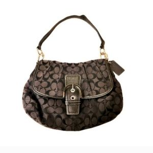 Coach Black Jacquard Soho signature Handbag.